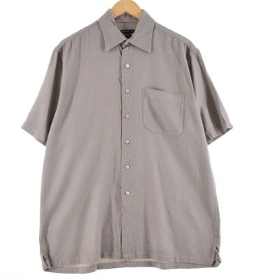90s 00s VANHEUSEN 半袖 シャツ 黒 レーヨン 格子 古着 L - メルカリ
