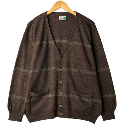 ボリビア製古着【ウールネイティブ ボーダー ニット カーディガン】メンズ XL程 ボリビア製古着【ウールネイティブ ボーダー ニット