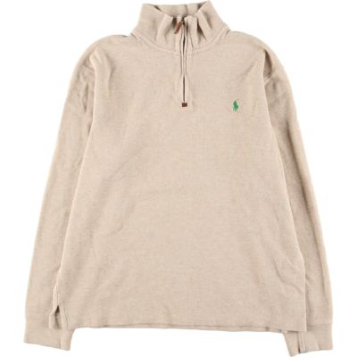 ラルフローレン　ハーフボタンニット　コットン　ベージュ　L SA5 古着 ラルフローレン Ralph Lauren POLO RALPH LAUREN ハーフ