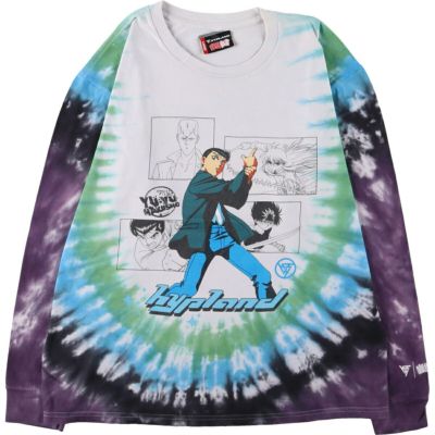 古着 HYPLAND 幽遊白書 タイダイ柄 ロングTシャツ ロンT メンズL相当