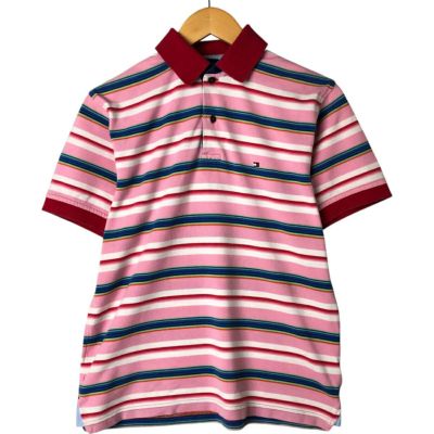 古着 トミーヒルフィガー TOMMY HILFIGER マルチボーダー 半袖 ボーダー ポロシャツ メンズS相当 /eaa543063 【中古】 【250428】 【Elulu/エルル】 【NL2503】