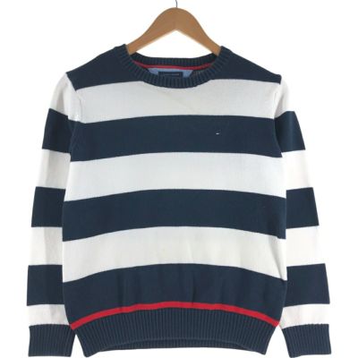 古着 トミーヒルフィガー TOMMY HILFIGER ボーダー柄 コットンニットセーター メンズS相当 /eaa521453 【中古】 【250428】 【Elulu/エルル】