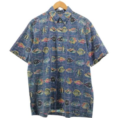 古着 レインスプーナー REYNSPOONER COMMEMORATIVE CLASSICS 魚柄 プルオーバー ボタンダウン ハワイアンアロハシャツ ハワイ製 メンズM相当 /eaa541984 【中古】 【250428】