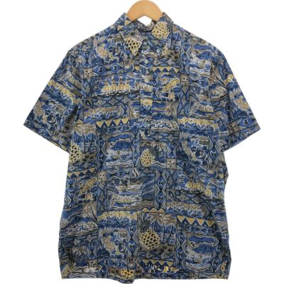 古着 90年代 レインスプーナー REYNSPOONER 水着タグ ビキニタグ 総柄 プルオーバー ボタンダウン ハワイアンアロハシャツ ハワイ製 メンズM相当 ヴィンテージ /eaa541989 【中古】 【250428】