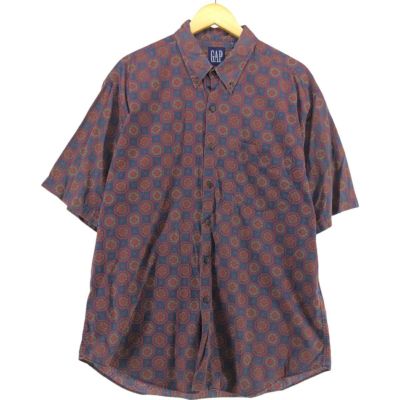 古着 90年代 ギャップ GAP オールドギャップ 総柄 半袖 ボタンダウンシャツ メンズL相当 ヴィンテージ /eaa542985 【中古】 【250429】