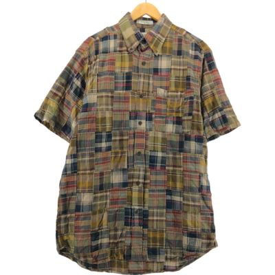 古着 オービス ORVIS パッチワーク 半袖 ボタンダウン チェックシャツ メンズM相当 /eaa543749 【中古】 【250429】