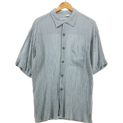 古着 チェック柄 楊柳クレープ 半袖 ボックスシャツ USA製 メンズL相当 /eaa543743 【中古】 【250429】