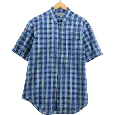 80s USA製 vintage L.L.Bean チェック柄 ボタンダウン 半袖