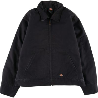 ディッキーズ　ワークジャケット　企業ロゴ　ブラック　アメリカ古着　XL 048 Mens Dickies Quality Worker Wear Black Jacket Rare Size XXL