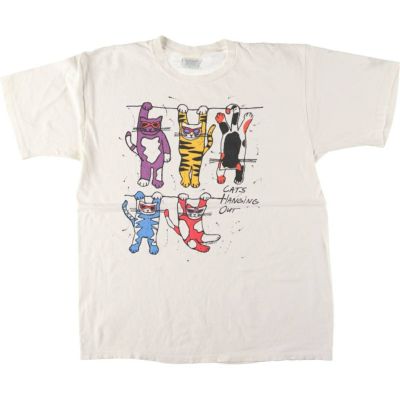 古着 90年代 HARBORSIDE GRAPHICS ネコ柄 プリントTシャツ USA製 メンズXL相当 ヴィンテージ /eaa543487 【中古】 【250430】