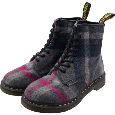 古着 ドクターマーチン Dr.Martens チェック柄 フェルト 8ホールブーツ