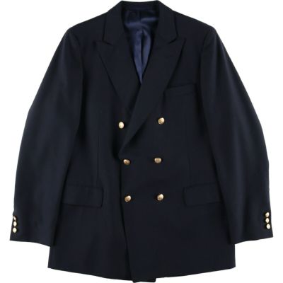 古着 JONELLE ダブルブレスト ピークドラペル 紺ブレザー テーラード