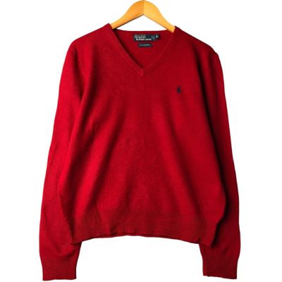 古着 ラルフローレン Ralph Lauren Vネック ラムウールニット