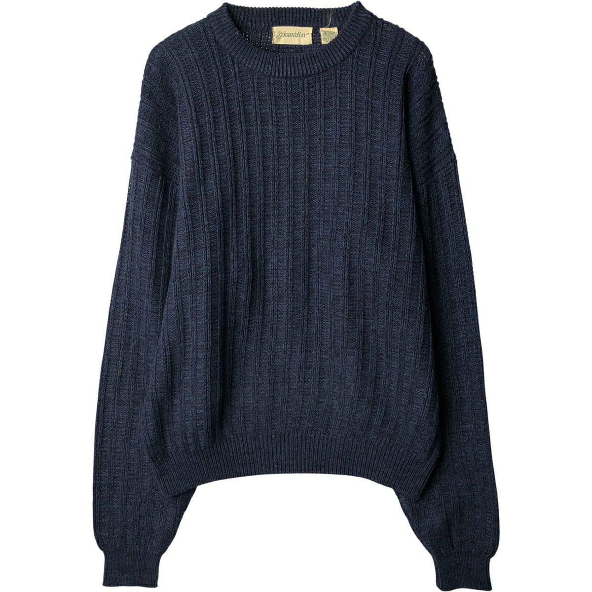 St. John's Bay ストライプ コットンニット 古着 90年代 セントジョンズベイ ST JOHN'S BAY リブ編み コットン