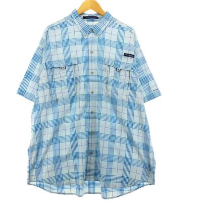 古着 コロンビア Columbia PFG ボタンダウン チェック柄 半袖
