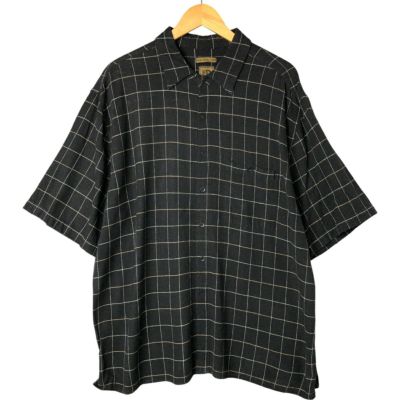 古着 ジェフリービーン GEOFREY BEENE チェック柄 半袖 リネンシャツ 