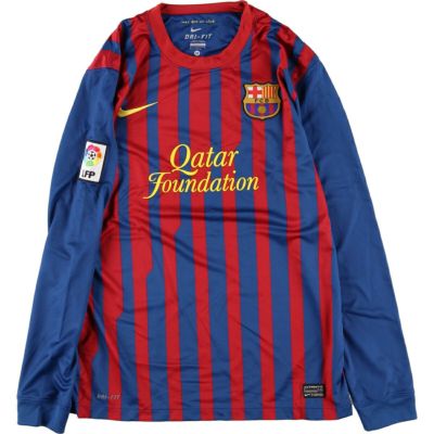 贈り物 NIKE FCバルセロナ ゲームシャツ 古着 刺繍ロゴ エンブレム 紺