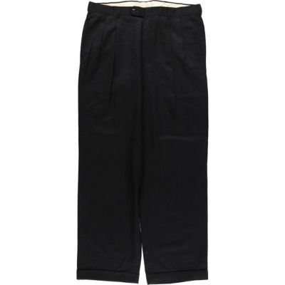 古着 ストライプ柄 ツータック ウール スラックス ワイドパンツ USA製