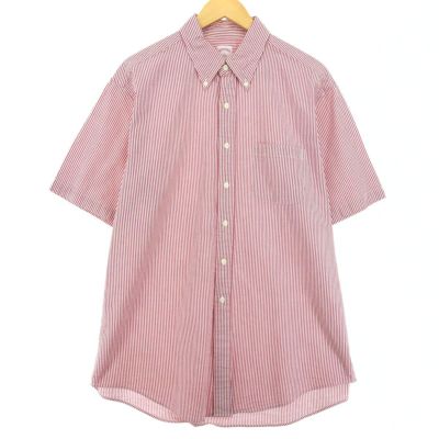古着 ブルックスブラザーズ Brooks Brothers 346 半袖 ボタンダウン ストライプシャツ メンズL /eaa448826 【中古】 【240517】 【SS2409_30%】