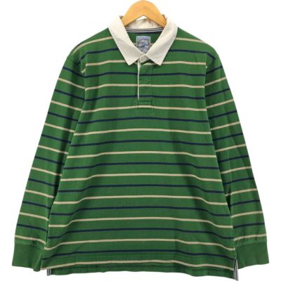 古着 ランズエンド LANDS END ボーダー柄 長袖 ラガーシャツ メンズL相当 /eaa525457 【中古】 【250412】