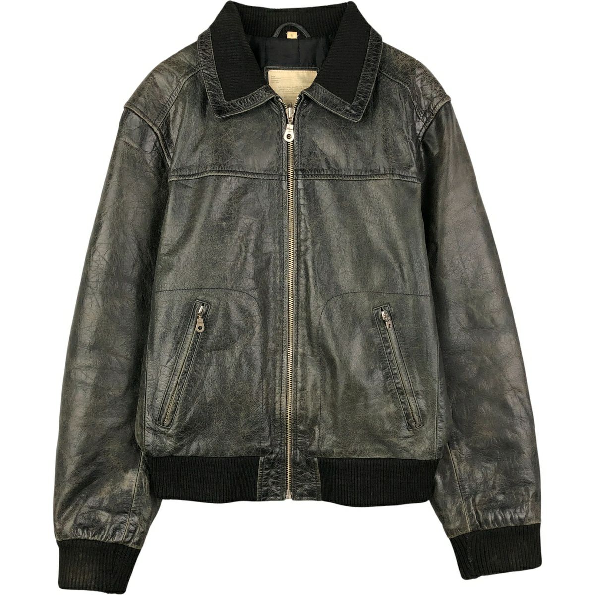 古着 COMMANDER スイングトップタイプ レザーブルゾン メンズM相当  