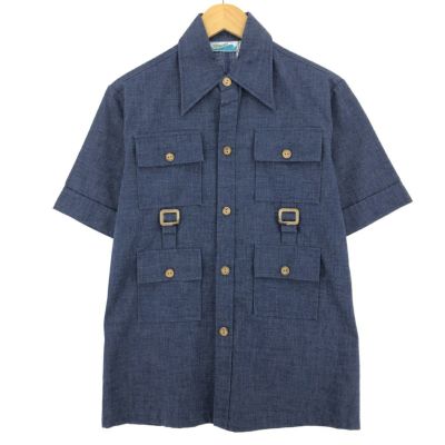 used vintage 古着 ヴィンテージ メンズシャツ　ワイド 古着 70s John Weitz トリコロール カラー ボックス パジャマ