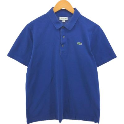☆US古着☆【ラコステ ポロシャツ】ボーダー 半袖 メンズ3XL USA製 ラコステ Lacoste ボーダー ワンポイント ポロシャツ 半袖