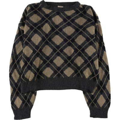古着 WINDRIDGE チェック柄 アクリルニットセーター メンズM相当 /eaa546679 【中古】 【250504】 【ADEL/アデル】
