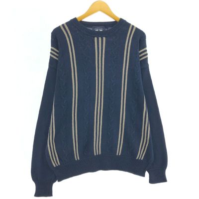古着 WOODS&GRAY ケーブル編み ライン入り ニットセーター メンズL相当 /eaa479374 【中古】 【241102】 ss2503_30