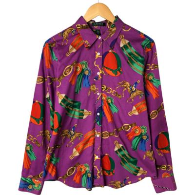 古着 ラルフローレン Ralph Lauren LAUREN ローレン 総柄 長袖 コットンシャツ レディースXL相当 /eaa544890 【中古】 【250504】 【ADEL/アデル】 【NL2503】