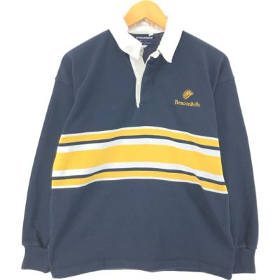 古着 SPIRE ベロア スキッパー 長袖 ボーダー ポロシャツ USA製 メンズ