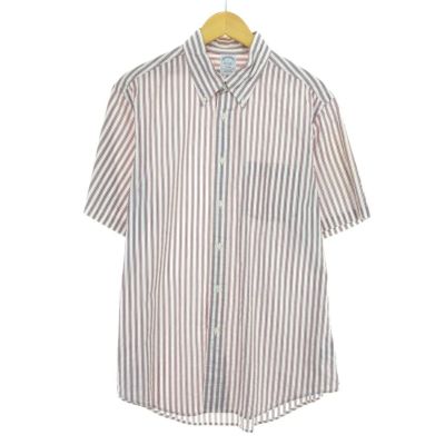 古着 ブルックスブラザーズ Brooks Brothers Est.1818 半袖 ボタンダウン ストライプシャツ メンズL /eaa448692 【中古】 【240519】 【SS2409_30%】