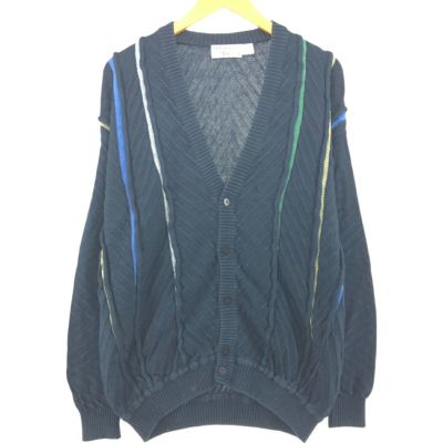 古着 St.Croix KNITS ストライプ柄 3Dニットカーディガン メンズM相当 /eaa501716 【中古】 【250504】