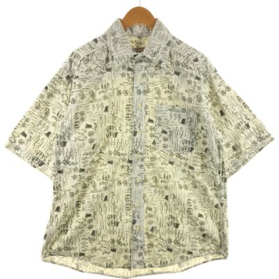 古着 90年代 ウールリッチ WOOLRICH 総柄 魚柄 半袖 コットンシャツ メンズL相当 ヴィンテージ /eaa543754 【中古】 【250504】