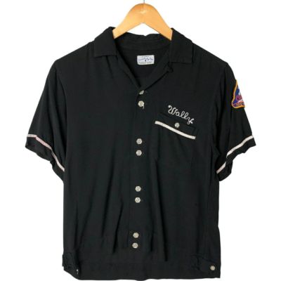古着 60年代 SERVICE BOWLING SHIRT オープンカラー バックプリント 半袖 ボウリングシャツ USA製 レディースS相当 ヴィンテージ /eaa544848 【中古】 【250504】 【Elulu/エルル】 【NL2503】
