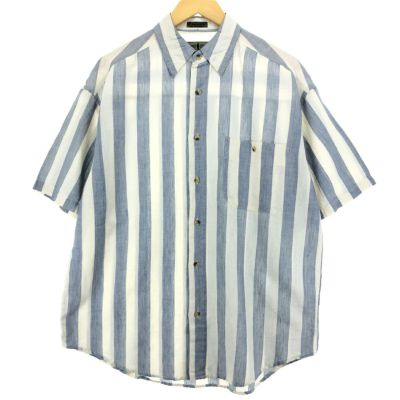 古着 ROBERT STOCK ストライプ柄 半袖 ラミー×コットンシャツ メンズM /eaa448290 【中古】 【240520】 【SS2506_10】