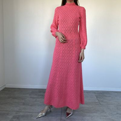 AMERI 古着 Iライン クロシェニットマキシワンピース ラグランスリーブ AMERI 古着 Iライン クロシェニットマキシワンピース ラグラン