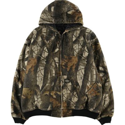 wallsリアルツリー 迷彩柄 古着 メンズ ジャケット ジップパーカー 短丈 古着 ディッキーズ Dickies 迷彩柄 リアルツリーカモ ダック