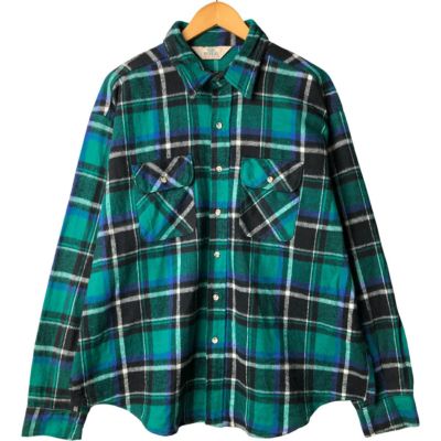 古着 70～80年代 KINGSPORT 長袖 フランネルチェックシャツ メンズL