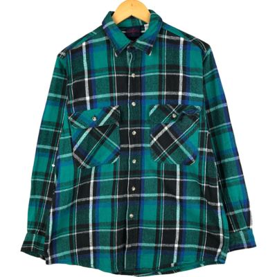 古着 80年代 キー Key 長袖 ヘビーネルチェックシャツ メンズXL相当