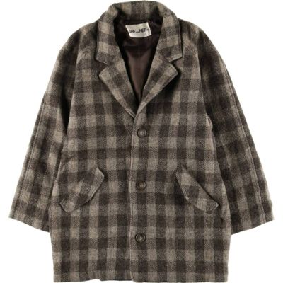 古着 千鳥格子柄 ピークドラペル テーラードジャケット レディースS