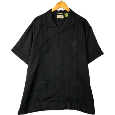 00s THE HAVANERA COキューバ 半袖シャツ 黒 ブラック M 古着 the Havanera Co 半袖 オープンカラー メキシカンシャツ