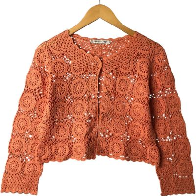 新発売 新商品 古着 PACIFIC HEIGHTS クロップド丈 クロシェニット カーディガン