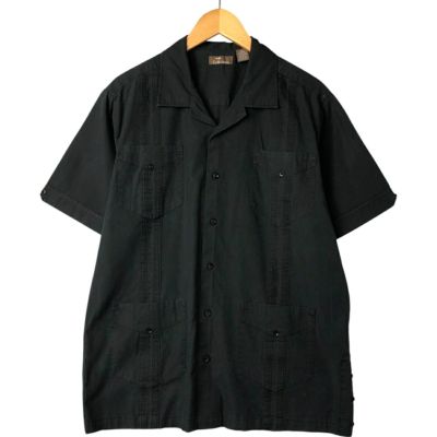 The Havanera 半袖 オープンカラー 開襟キューバシャツ メンズL 黒 aafba7bfc4b412af826c68ad3bd0a4