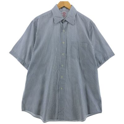 古着 ブルックスブラザーズ Brooks Brothers Est.1818 半袖 コットン ストライプシャツ メンズL相当 /eaa536542 【中古】 【250412】