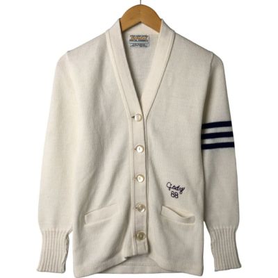 古着 80年代 BRISTOL アクリルレタードニットカーディガン USA製