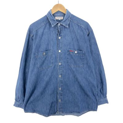 古着 90年代 ゲス Guess JEANS 長袖 デニムシャツ USA製 メンズM