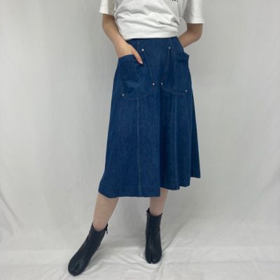 古着 70年代 ガンネサックス GUNNE SAX デニム ロング フレアスカート