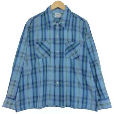 古着 70年代 フリートライン Fleetline チェック柄 長袖 ポリコットンシャツ ボックスシャツ メンズXL相当 ヴィンテージ /eaa502701 【中古】 【241108】