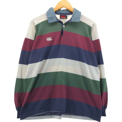 古着 90年代 CANTERBURY ボーダー柄 長袖 ラガーシャツ メンズL